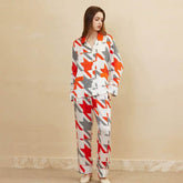 Silk Pajamas - 100% Mulberry Silk Houndstooth Print Set - LANI SILK